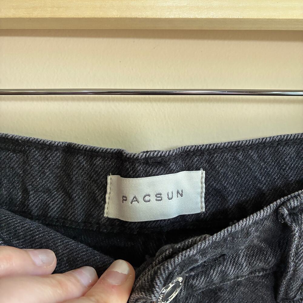 Pacsun nora wide leg black jeans raw hem women's size 28 100% cotton pants - Picture 4 of 9